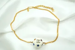 シャネル 98P サッカーボールモチーフ チョーカー ネックレス マルチカラー ラインストーン 金 ゴールド CHANEL 6013j