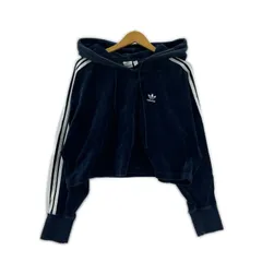 adidas アディダス ベロア クロップドパーカー sizeL/ネイビー