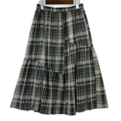 any SiS エニィスィス チェック フレアスカート size3/ブラック×グレー