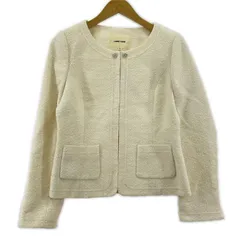 LAISSE PASSE レッセパッセ ビジュー ツイードノーカラージャケット size38/アイボリーのサムネイル
