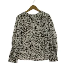 OPAQUE.CLIP オペークドットクリップ レオパード柄 スリットネック プルオーバーブラウス size38/M/アイボリー