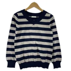 DRESKIP ドレスキップ Ⅴネック ボーダーニット sizeM/ネイビー×グレー