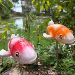 多肉植物寄せ植え〜樹脂粘土レジン(粘土細工)ガーデンピック 金魚