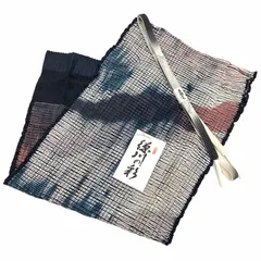 京やQ769 正絹 帯揚げ 帯締め 帯揚げ+帯締め2点セット 高級ちりめん 特選絞り染め 藍染 手描き 高級手組紐 手組みひも 平組 袷の着物 単衣の着物 袷単衣兼用 訪問着 付下げ 色無地 小紋 紬などに セミフォーマルからカジュアルまでOK 未使用 新古品