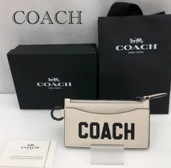 COACH コーチ ジップ カードケース キー マルチケース レザー ホワイト ロゴプレート グラフィック レディース  ホワイト  レディース 鞄_25567