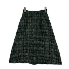 NATURAL BEAUTY BASIC ナチュラルビューティーベーシック ツイード Aライン ロングスカート sizeS/グリーン×ブラック