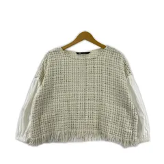 ZARA ザラ 袖切替 ツイードカットソー sizeEUR M/ホワイト系