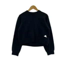 adidas アディダス クロップドスウェット sizeM/ブラック×ホワイト