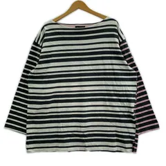 Le Minor ルミノア オーバーサイズ ボートネック ボーダーカットソー sizeF/グレー×ホワイト×ピンク