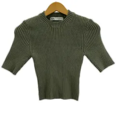 ZARA ザラ 5分袖 リブニット sizeEUR S/カーキ