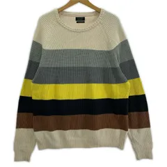 ZARA MAN ザラ マン ボーダー Uネックニット sizeEUR XL/グレー×ホワイト×イエロー