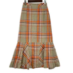 nano universe ナノ ユニバース チェック マーメイドスカート size1/ライトベージュ×オレンジ