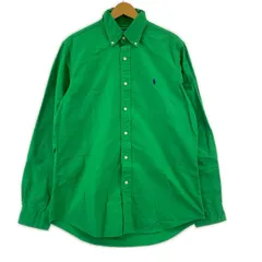 POLO RALPH LAUREN ポロ・ラルフローレン ワンポイントロゴ刺繡 ボタンダウン長袖シャツ sizeM/グリーン