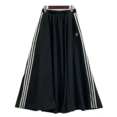 adidas アディダス IU4821 ライン フレアロングスカート sizeL/ブラック