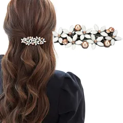 【在庫処分】(白) 卒業式 お呼ばれ 入学式 パーティー 結婚式 レディース ヘアアクセサリー 髪飾り 髪留め キラキラ お花 パール バレッタ ヘアクリップ