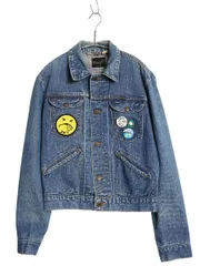 【お得なクーポン配布中!】 70s USA製 ★ ラングラー 124MJ 左綾 デニム ジャケット 38 メンズ S 程/ スマイル ワッペン 缶バッジ付き ジージャン トラッカー ブルゾン