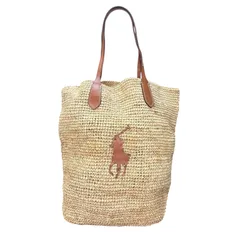 ポロ ラルフローレン POLO RALPH LAUREN かごバッグ カゴバッグ ビッグポニー ロゴ トートバッグ ラフィア ストロー 肩掛け A4サイズ対応 ナチュラル