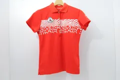 中古 レディース キャロウェイ Callaway 半袖ポロシャツ M 赤 レッド/ゼブラ柄/ジラフ柄