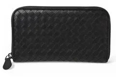 ボッテガヴェネタ 財布 BOTTEGA VENETA 長財布/ラウンドファスナー式 イントレチャート ブラック【中古】