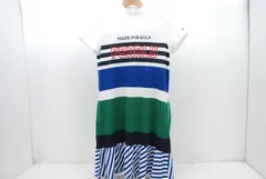 中古 レディース パーリーゲイツ PEARLY GATES ワンピース 0(XS) 白×紺×緑 半袖モックネック  ボーダー 小さい