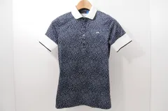 中古 レディース ジェイリンドバーグ J.LINDEBERG 半袖ポロシャツ S 紺×白 ネイビー×ホワイト ドット