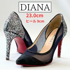 ✨フォロワー限定クーポン発行・値下げ中✨【美品】DIANA パンプス グリッター ラメ レッドソール レース シースルー ヒール高さ:9cm サイズ:23.0cm
