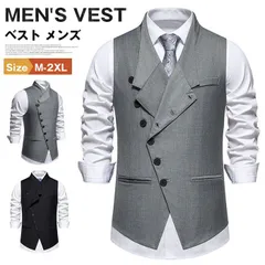 ベスト メンズ 即購入OK ノースリーブ 無地 チョッキ ジレ シングルボタン 前開き 変わり襟 非対称 アシンメトリー オーバーサイズ ビッグシルエット ゆったり ラージサイズ カジュアル ビジネス 通勤 オフィス スーツ linglingy02
