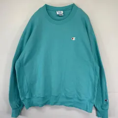 古着 チャンピオン Champion スウェット トレーナー リバースウィーブ ワンポイントロゴ 大きいサイズ 2XL ターコイズブルー メンズ
