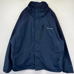 古着 コロンビア Columbia ナイロンジャケット フルジップ 大きいサイズ アウトドア ワンポイントロゴ刺繍 2XL  ネイビー系 メンズ