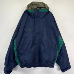 古着 コロンビア Columbia ナイロンジャケット フルジップ 大きいサイズ ワンポイントロゴ アウトドア L  ネイビー メンズ