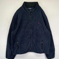 古着 90's/90年代 ポロバイラルフローレン Polo by Ralph Lauren フルジップフリースジャケット ワンポイントロゴ 2XL  ネイビー メンズ