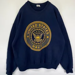 古着 ソフィー SOFFE USA製 スウェット トレーナー プルオーバー 前V NAVY プリントデザイン クルーネック XL  ネイビー メンズ