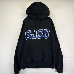 古着 チャンピオン Champion パーカー プルオーバー スウェット カレッジロゴ フーディ 大きいサイズ XL  ブラック メンズ