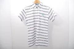 中古 レディース キャロウェイ Callaway 半袖ポロシャツ L 白 ホワイト ボタンダウン  ロゴボーダー