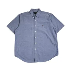 90s Ralph Lauren ラルフローレン BLAKE オックスフォード BD ボタンダウン 半袖シャツ サイズ LL /ブルー系 メンズ ビンテージ