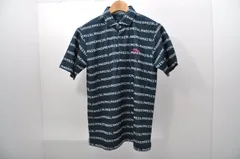 中古 メンズ キャロウェイ Callaway 半袖ポロシャツ L 紺  ネイビー ロゴボーダー