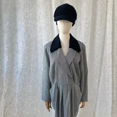 ヴィンテージ 千鳥格子 ワンピース ブラック襟 ロング丈 USA製 ILGWU ユニオンタグ クラシカル モード レトロ 上品 レディース 古着