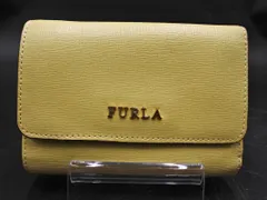 FURLA フルラ フェイクレザー ロゴ 二つ折り 財布 黄 ■■ レディース