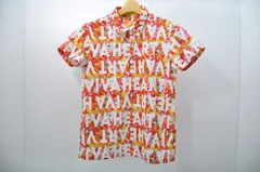 中古 レディース ビバハート VIVA HEART 半袖ポロシャツ 40(M) オレンジ系×白 花柄/ロゴ総柄