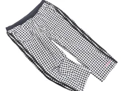 adidas アディダス ギンガムチェック ロゴ刺繍 クロップド パンツ sizeM/黒ｘ白 ■◇ レディース