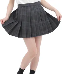 Eiza スクールスカート チェック ミニ 36cm プリーツスカート 制服 学生 女子校生 e495 (カーボングレイ,  XL)