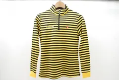 中古 レディース ルコックスポルティフ le coq sportif 長袖シャツ S 黒×黄色 ハーフジップ ボーダー