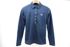 中古 レディース キャロウェイ Callaway 長袖ポロシャツ M  紺×白 ネイビー×ホワイト ドット