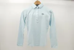 中古 レディース キャロウェイ Callaway 長袖ポロシャツ S 水色×白 ストライプ