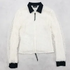 GIORGIO ARMANI ジョルジオアルマーニ ジャケット ブルゾン フロントジップ チュール ナイロン レーヨン アイボリー イタリア製 レディース 38 b00932のサムネイル
