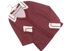axes femme アクシーズファム レース フリル ストライプ カットソー sizeM/ボルドー ■◇ レディース