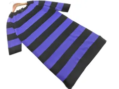 自由区 ボーダー Iライン ワンピース size44/黒ｘ青 ■◇ レディース