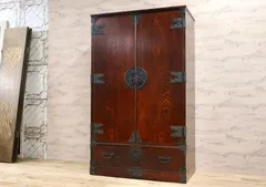 GMJH1○岩谷堂箪笥 洋服箪笥 ワードローブ 伝統工芸 欅 和家具 古民家 和モダン 民芸家具 収納家具 レトロ アンティーク 美品のサムネイル