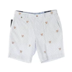 (新品) ポロ ラルフ ローレン テニス ラケット 刺繍 ストライプ コットン ショートパンツ