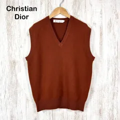90s Christian Dior ヴィンテージ クリスチャンディオール ウール100% Vネック ニットベスト ブラウン メンズ ノースリーブ トップスのサムネイル